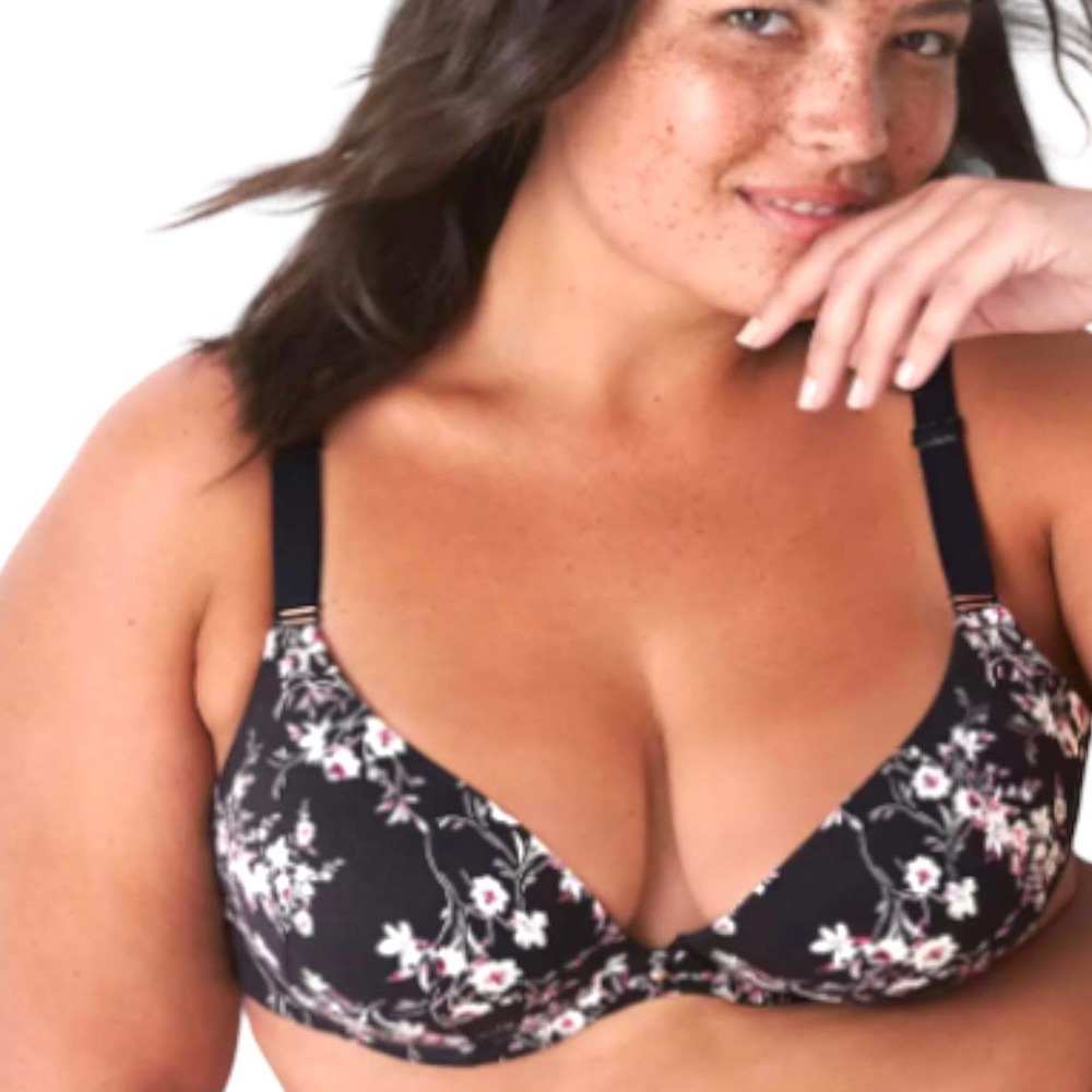 NWOT CACIQUE WHIMSY FLORAL INVISIBLE BACKSMOOTHER BOOST PLUNGE BRA sz 44DD